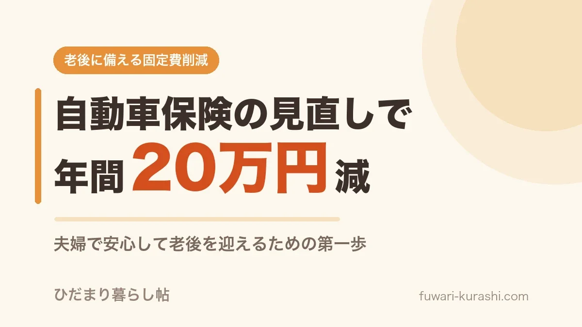 自動車保険の見直しで年間20万円の固定費削減に成功したことを伝えるアイキャッチ画像